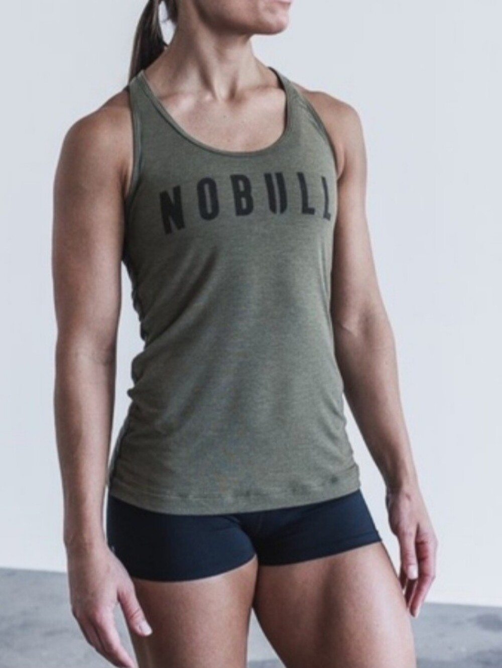 NOBULL womens racerback olive tank medium running jogging athleisure gym workout